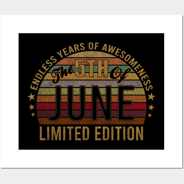 5th June 5 Birthday 2020 - Endless Years of being awesome Gift Wall Art by mahmuq